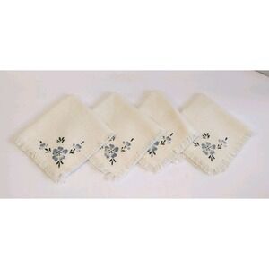 Vintage 1984 Set of 4 Napkins Hand-Stenciled By Commanman Stencilers Floral NWT